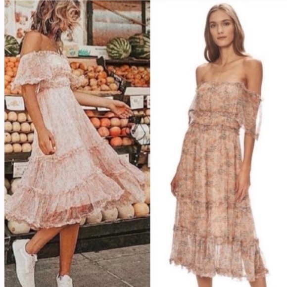 Anthropologie Dresses & Skirts - Anthropologie Love The Label Floral Waterlily Cottagecore Off The Shoulder Dress